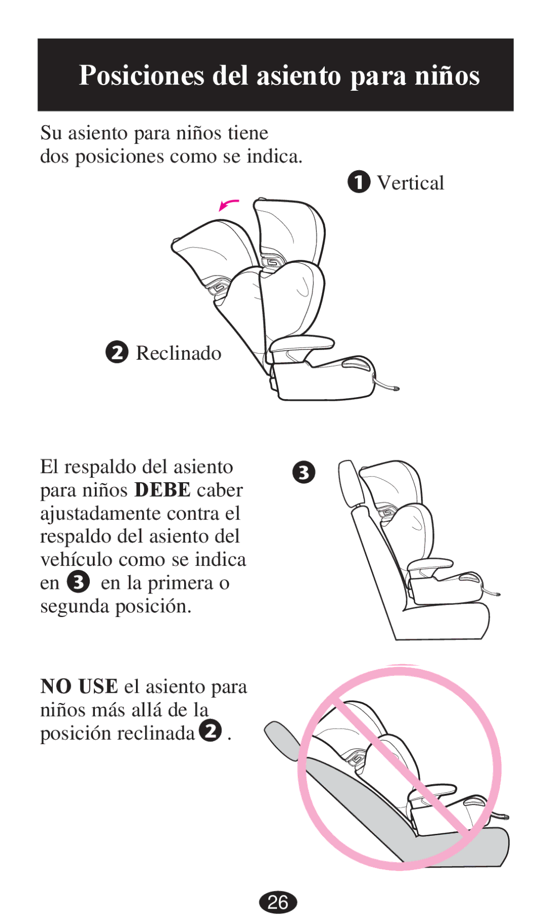 Graco PD236799A 3/13 owner manual Posiciones del asiento para niños 