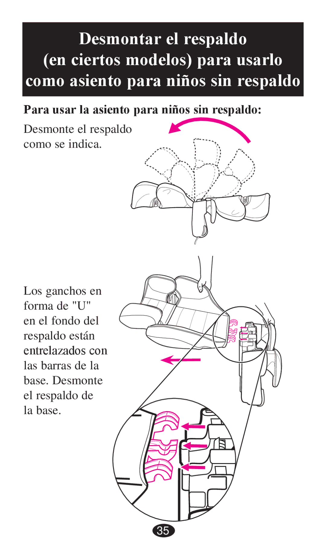 Graco PD236799A 3/13 owner manual Para usar la asiento para niños sin respaldo 