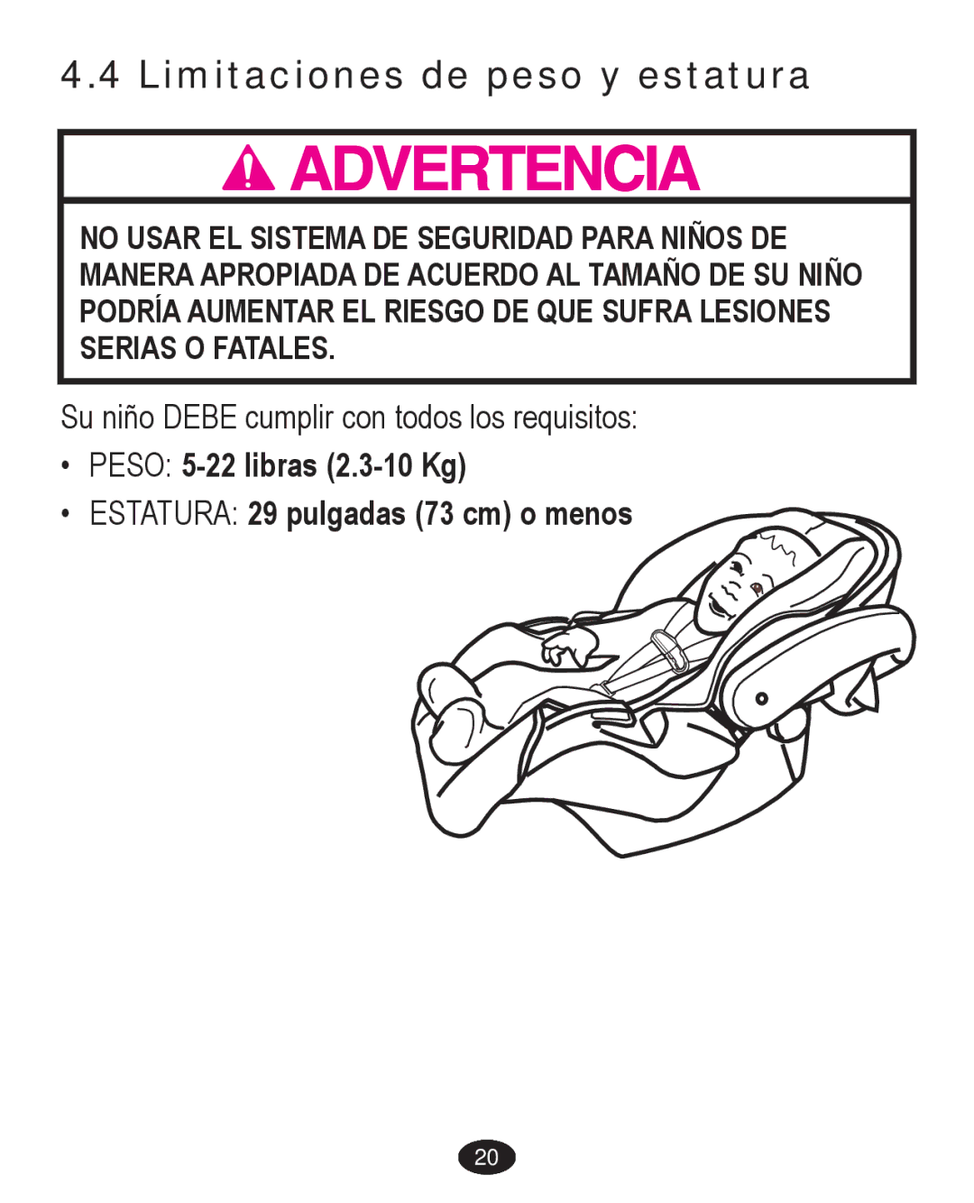 Graco PD238261A owner manual Limitaciones de peso y estatura 