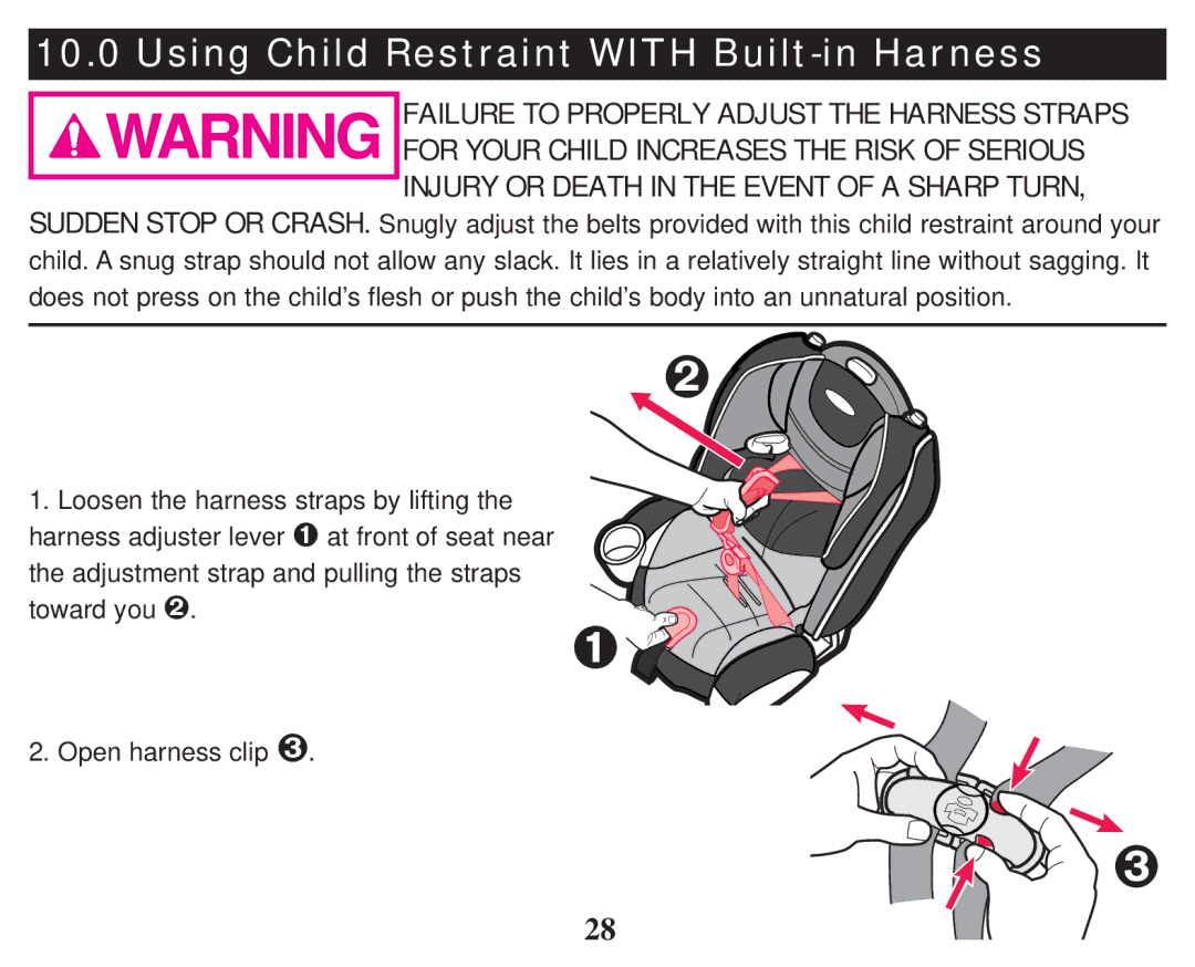 Graco PD238270A owner manual Using Child Restraint with Built-in Harness 