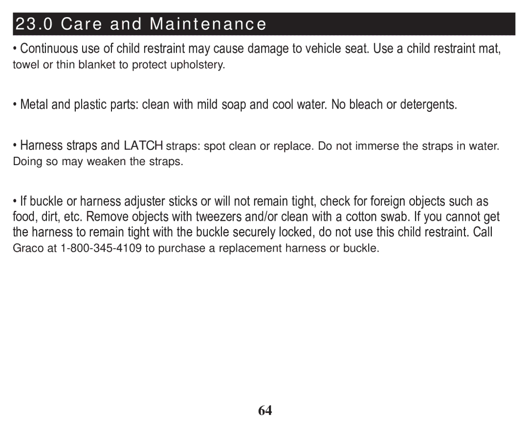 Graco PD238270A owner manual Care and Maintenance 