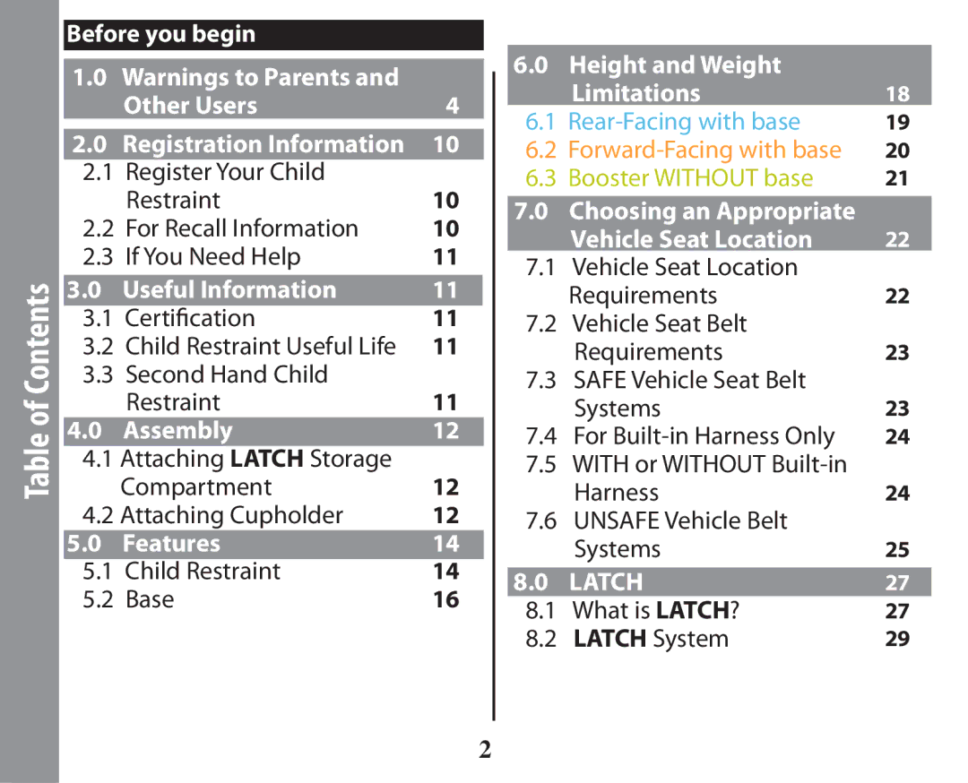 Graco PD238744A owner manual Table of Contents 