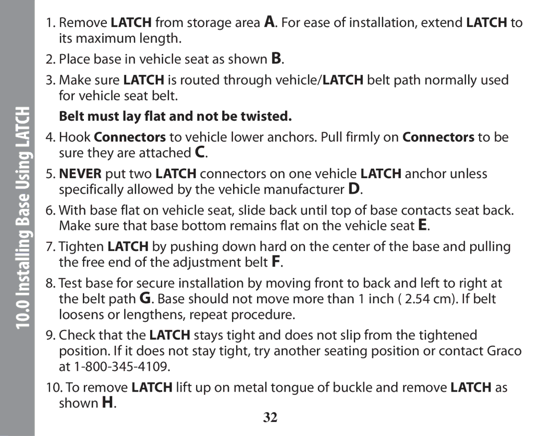 Graco PD238744A owner manual Installing Base Using Latch 