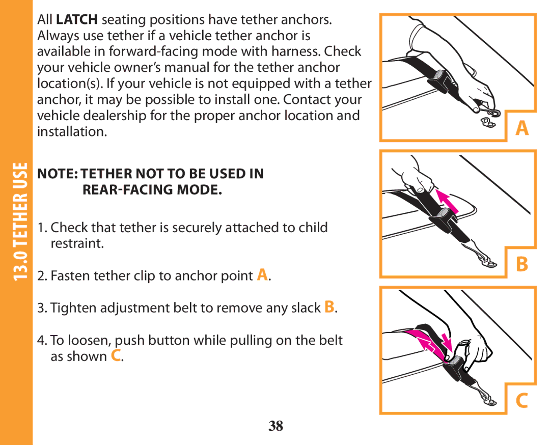 Graco PD238744A owner manual Tether USE 