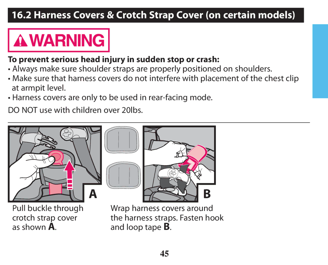 Graco PD238744A owner manual Harness Covers & Crotch Strap Cover on certain models 