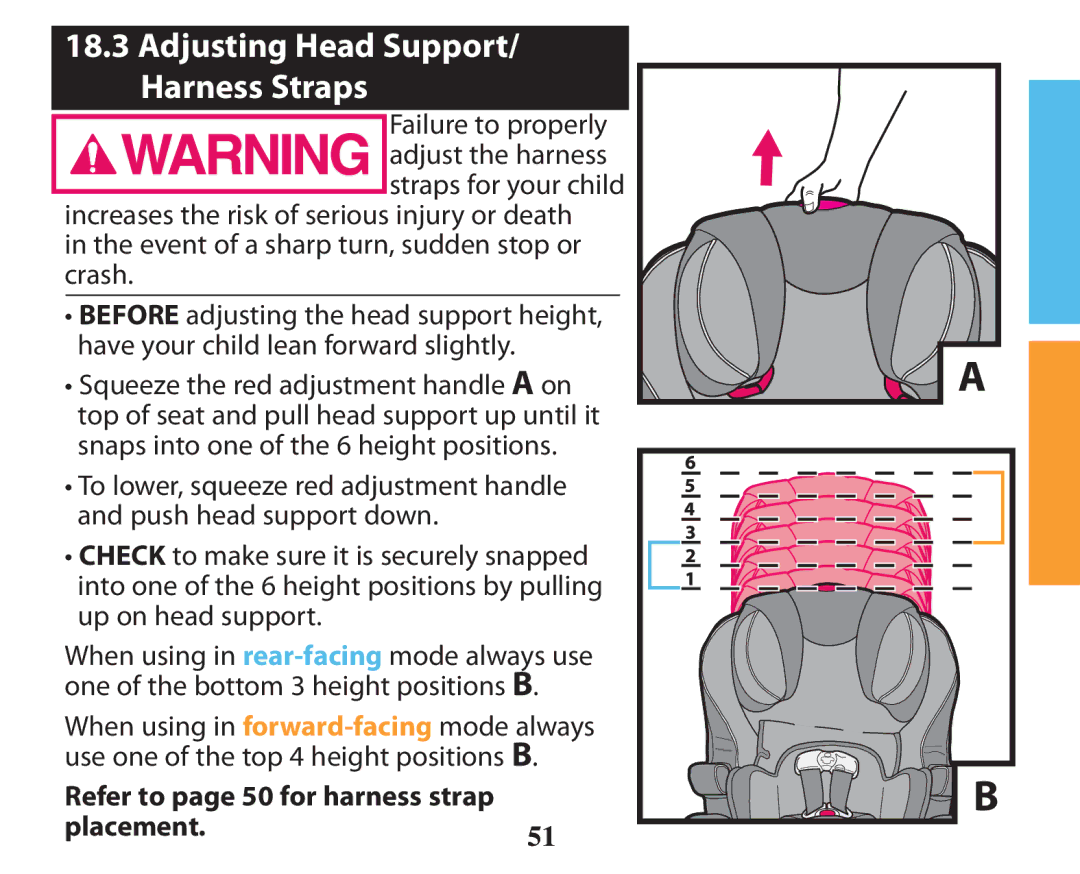 Graco PD238744A owner manual Adjusting Head Support/ Harness Straps 