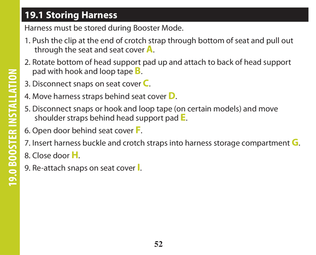 Graco PD238744A owner manual Booster Installation, A19.1 Storing Harness 