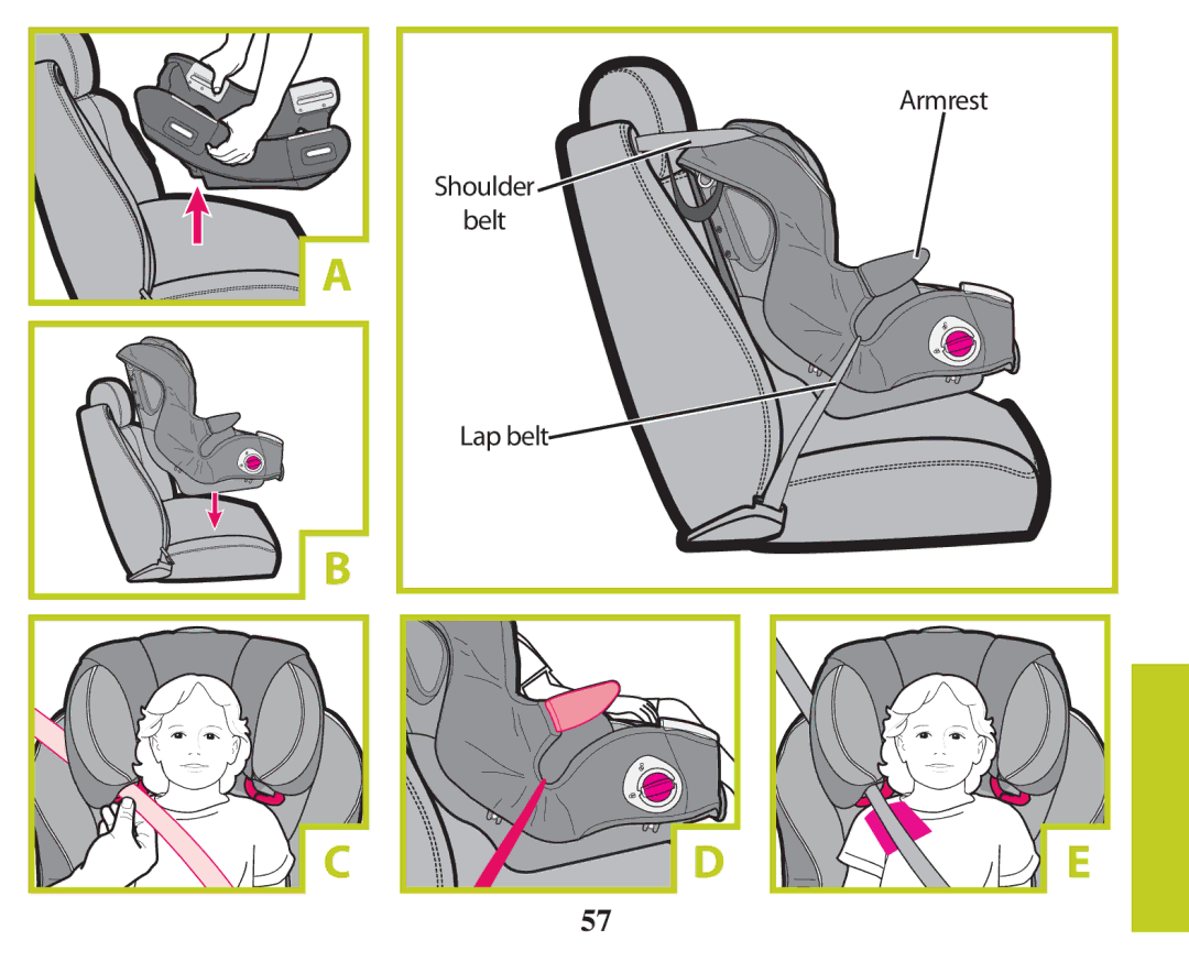 Graco PD238744A owner manual Armrest Shoulder belt Lap belt 