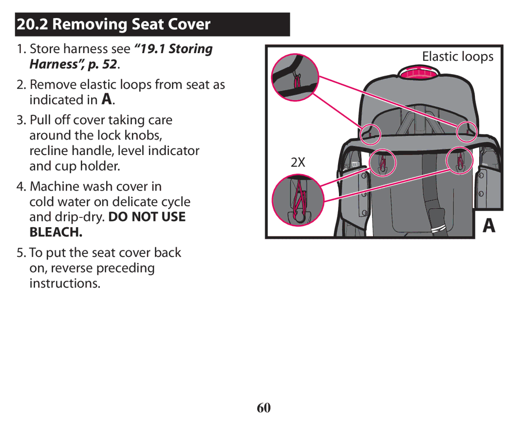 Graco PD238744A owner manual Removing Seat Cover 