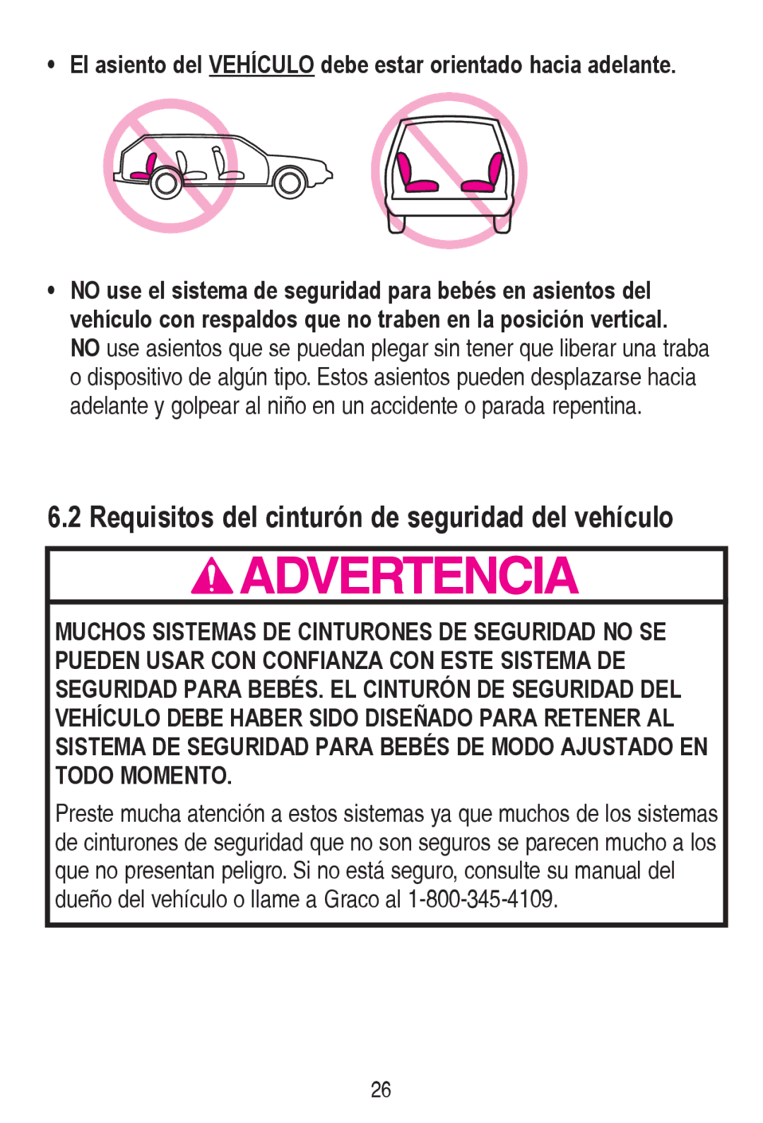 Graco PD240819A owner manual Requisitos del cinturón de seguridad del vehículo 