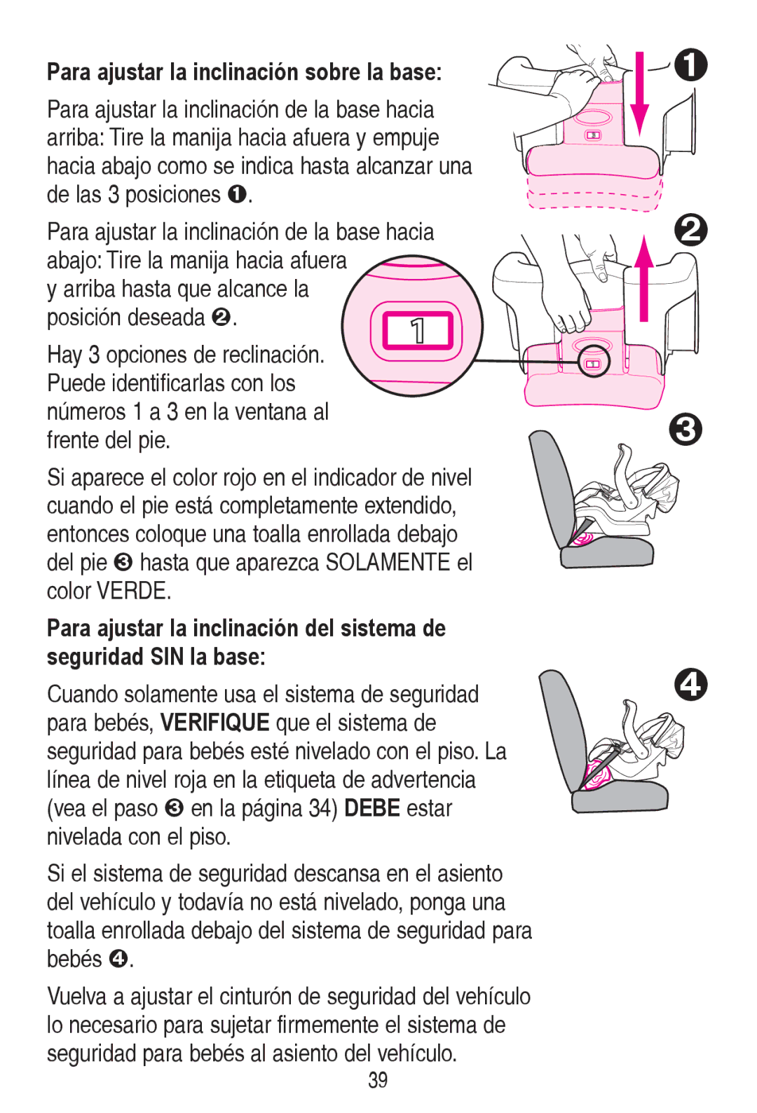 Graco PD240819A owner manual Para ajustar la inclinación sobre la base, GhOdvSrvlflrqhv™, IuhqwhGhoSlh 