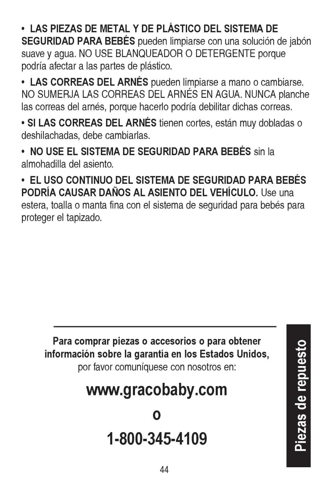 Graco PD240819A owner manual Piezas de repuesto, GhvklodfkdgdvGhehFdpelduodv 