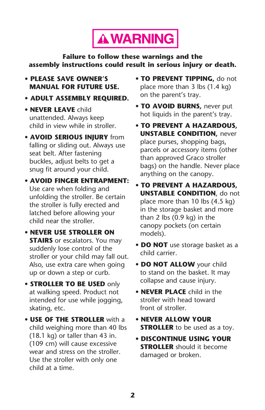 Graco PD240819A owner manual Ss4/ !6/$/52.3 never put hot liquids in the parent’s tray 