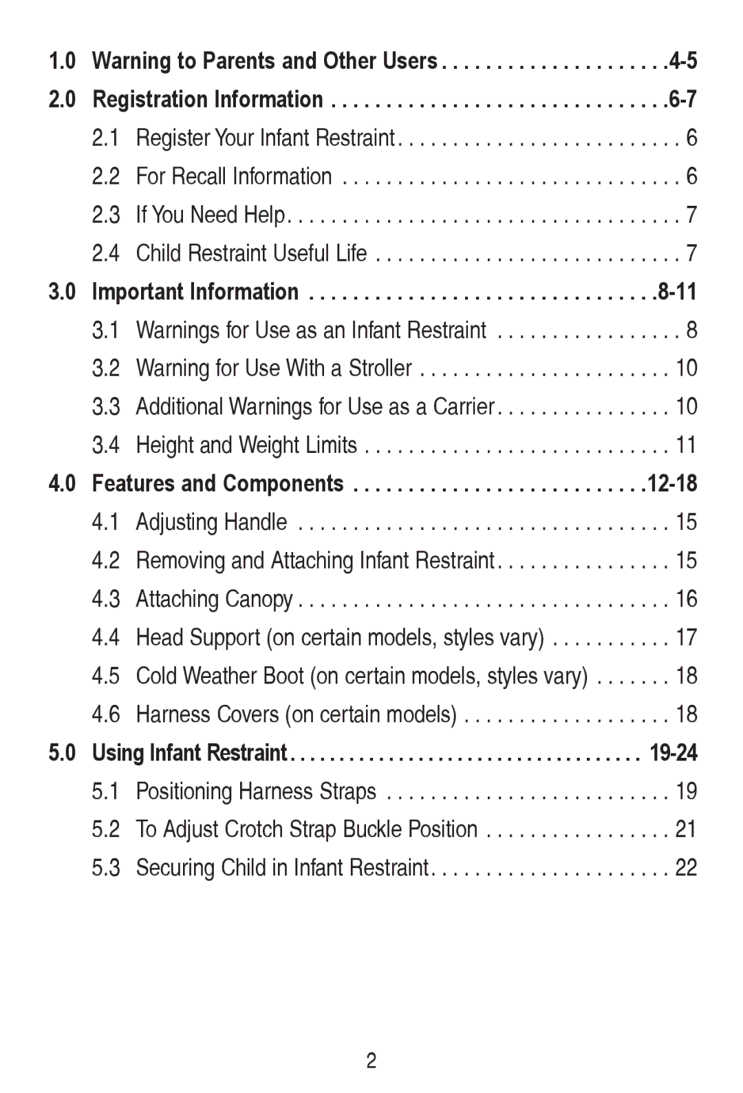 Graco PD240819A owner manual Important Information, Features and Components 