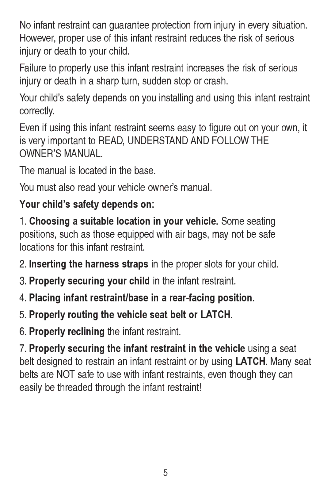 Graco PD240819A owner manual Your child’s safety depends on, OrfdwlrqvIruWklvLqidqwUhvwudlqw 