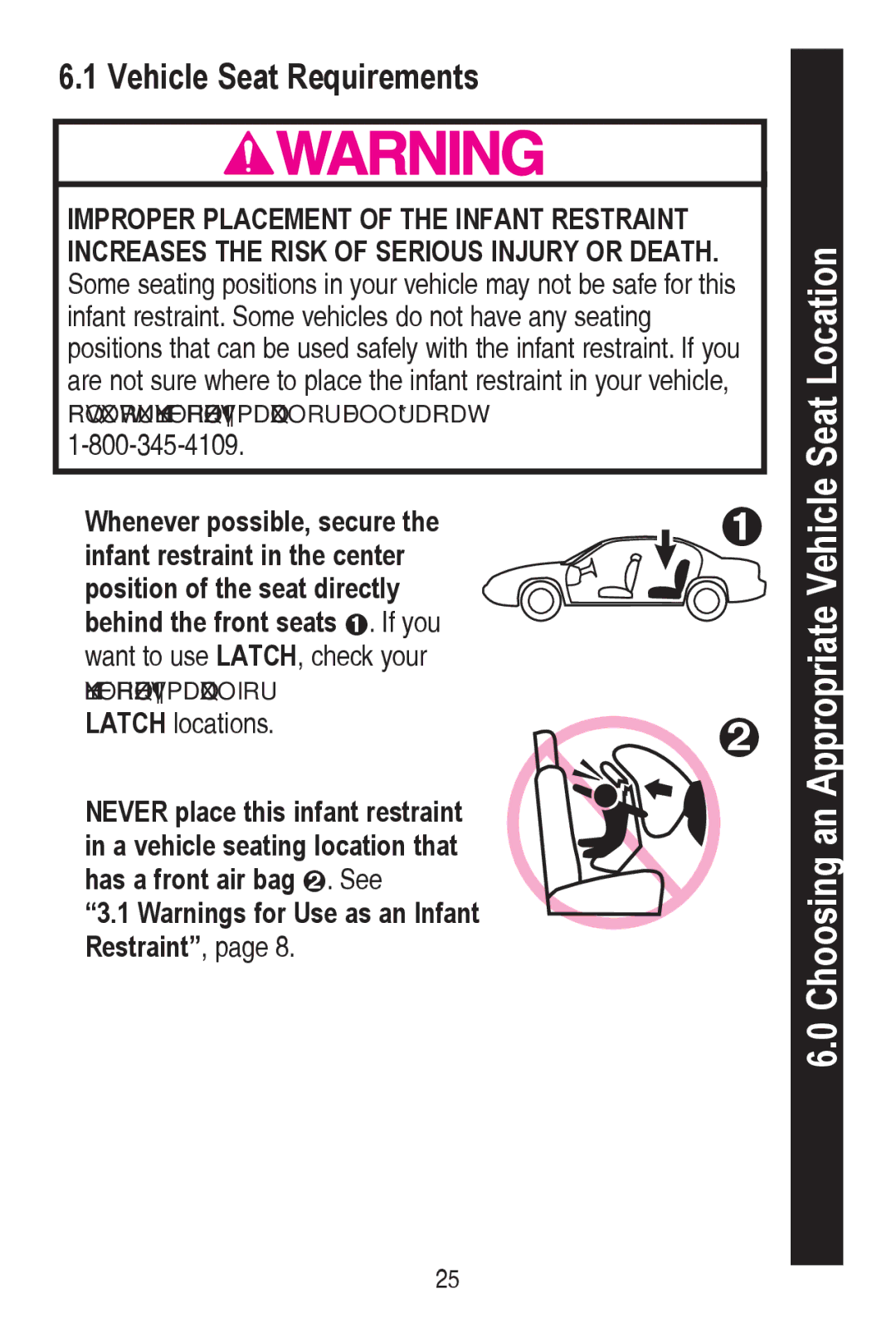 Graco PD240819A owner manual Vehicle Seat Requirements, Behind the front seats™,I\RX, Has a front air bag š6HH 