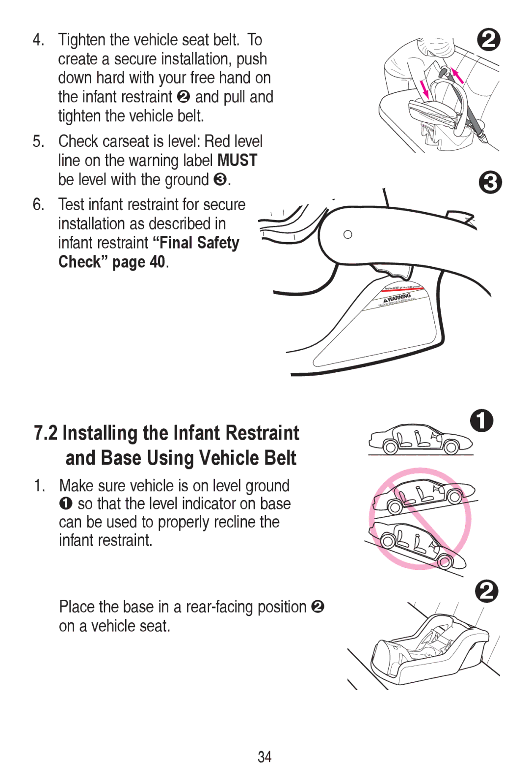 Graco PD240819A owner manual Installing the Infant Restraint and Base Using Vehicle Belt, WljkwhqWkhYhklfohEhow 