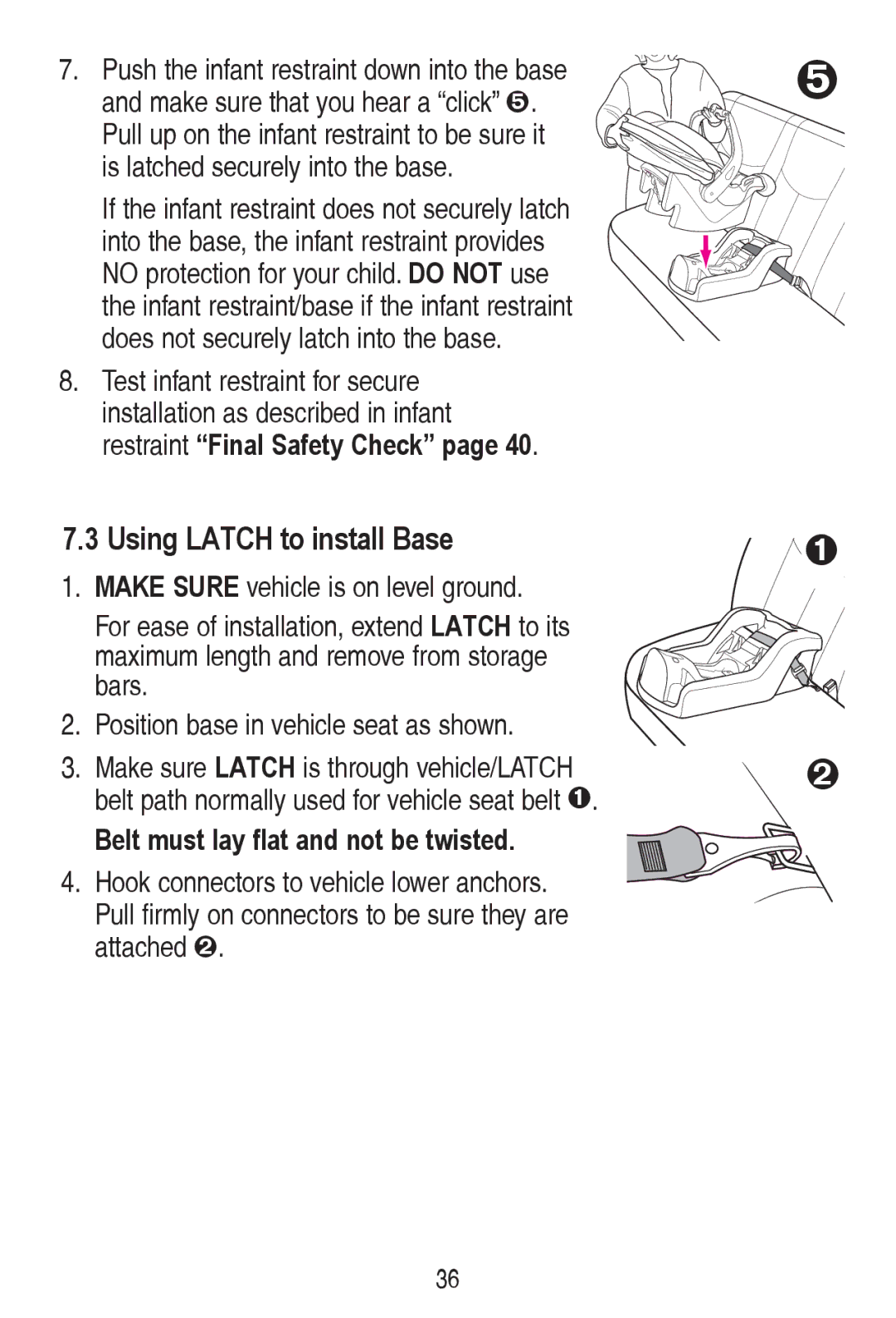 Graco PD240819A Eduv,  Belt must lay flat and not be twisted,  Dwwdfkhgš,  7HVWLQIDQWUHVWUDLQWIRUVHFXUH 