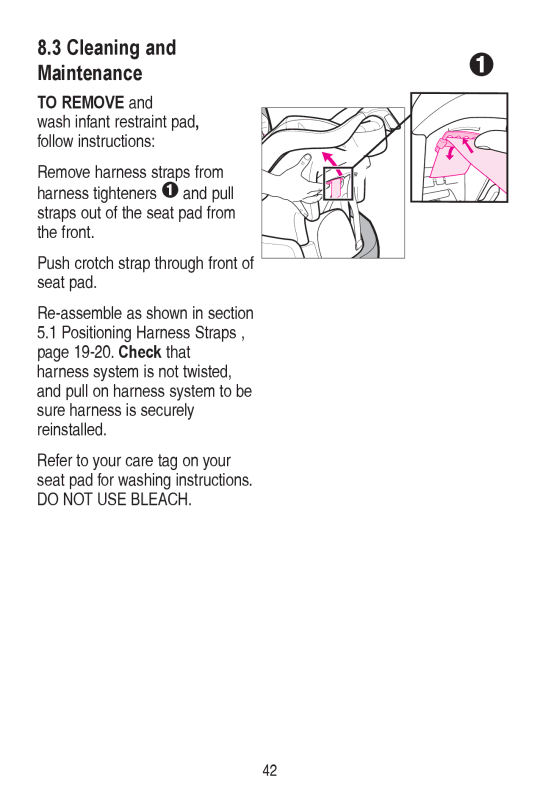 Graco PD240819A owner manual Cleaning Maintenance, To Remove DQG, ZdvkLqidqwUhvwudlqwSdg, IroorzLqvwuxfwlrqv 