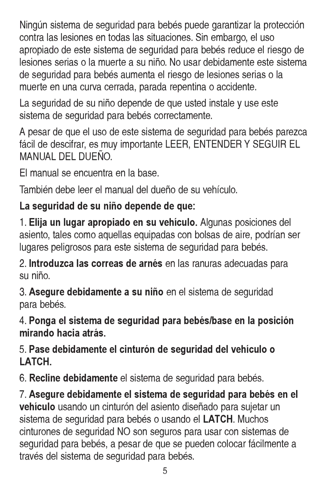 Graco PD240819A owner manual PdqxdoVhHqfxhqwudHqOdEdvh, La seguridad de su niño depende de que, Latch 