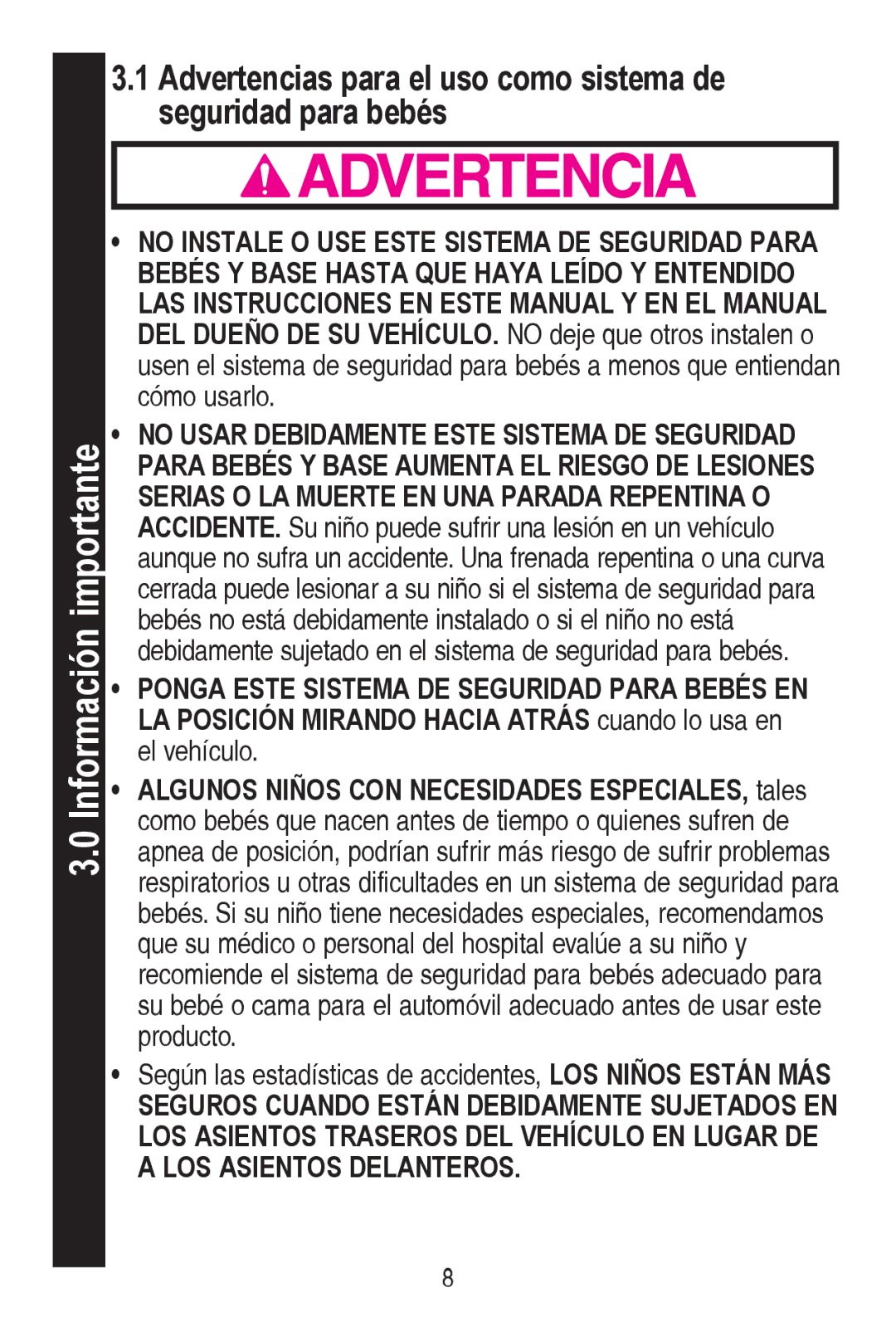 Graco PD240819A Información importante,  no Instale O USE Este Sistema DE Seguridad Para, FyPRXVDUOR, Surgxfwr 