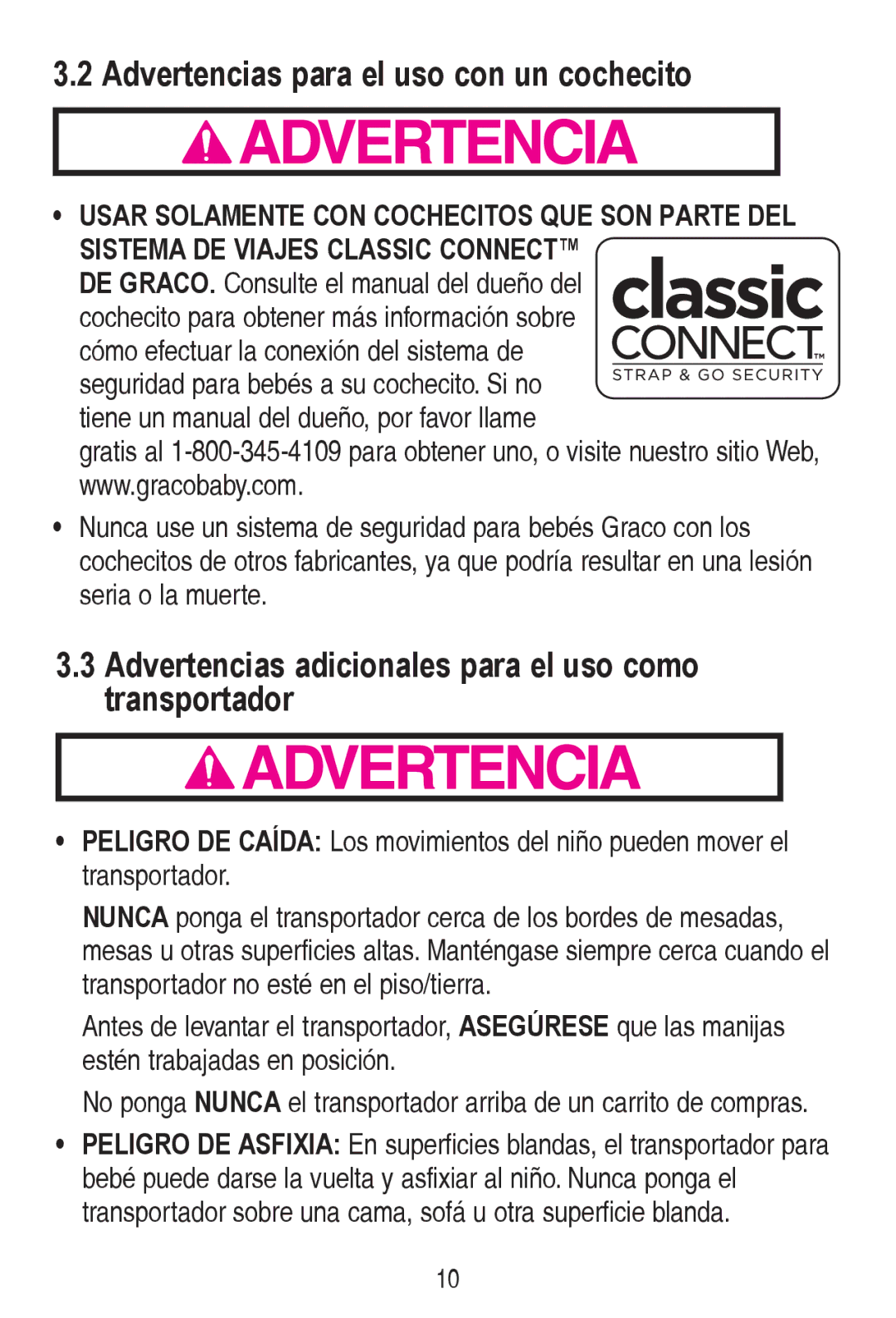 Graco PD240819A Advertencias para el uso con un cochecito, Advertencias adicionales para el uso como transportador 