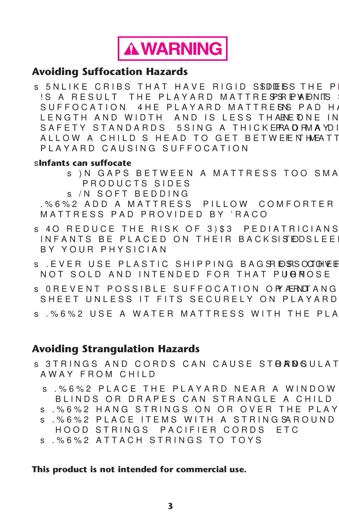 Graco PD242788A manual Avoiding Suffocation Hazards, Mattress Padaprovided by RACO 