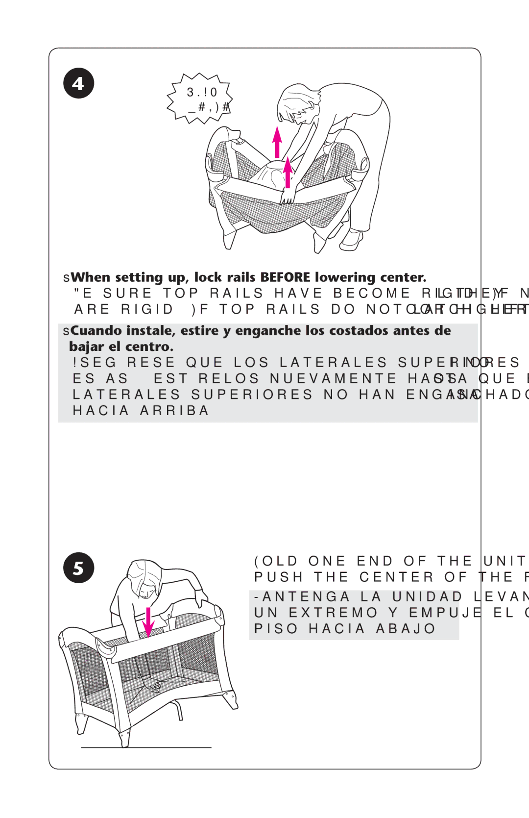 Graco PD245491A owner manual SsWhen setting up, lock rails Before lowering center 