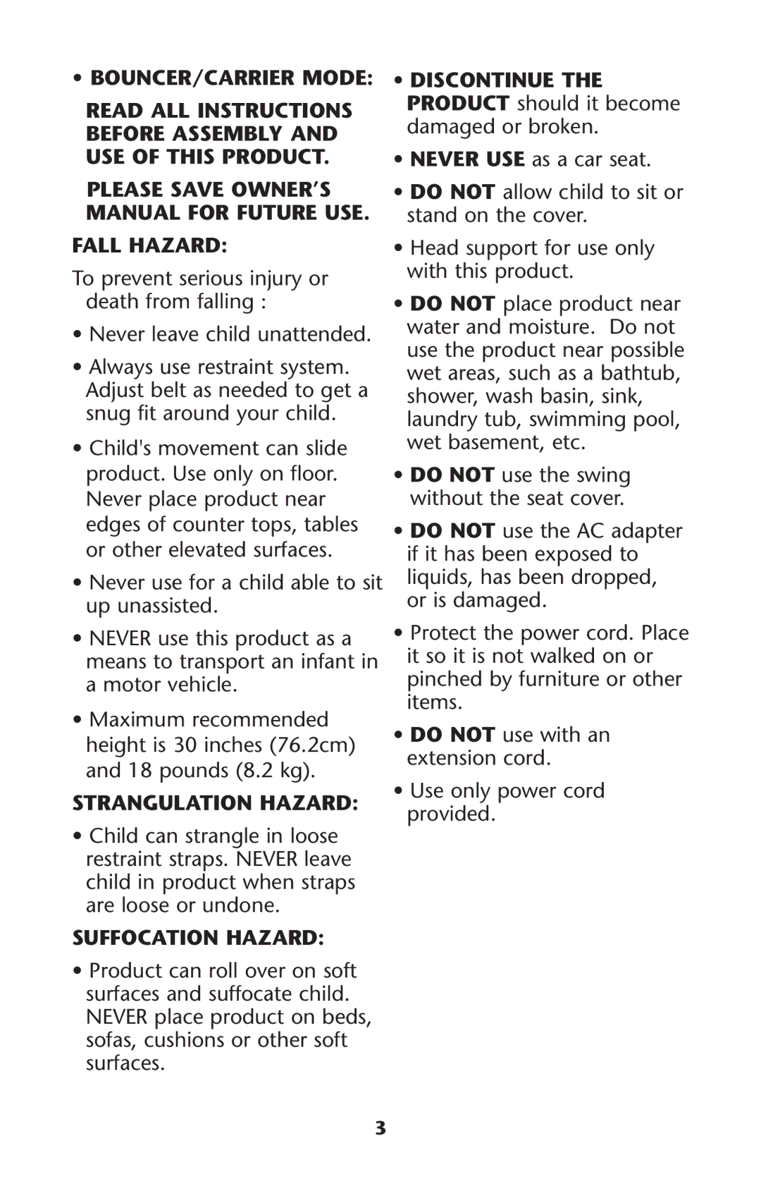 Graco PD245623B owner manual Fall Hazard, Childiin Productdwhen Straps are loose or undone 