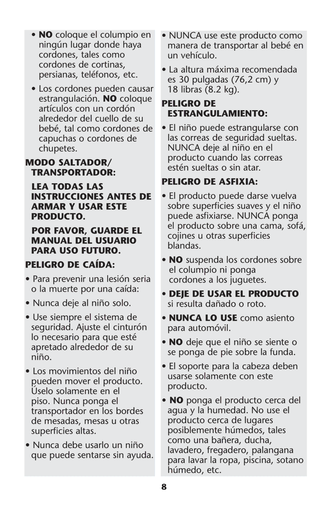 Graco PD245623B owner manual Peligro DE Caída 