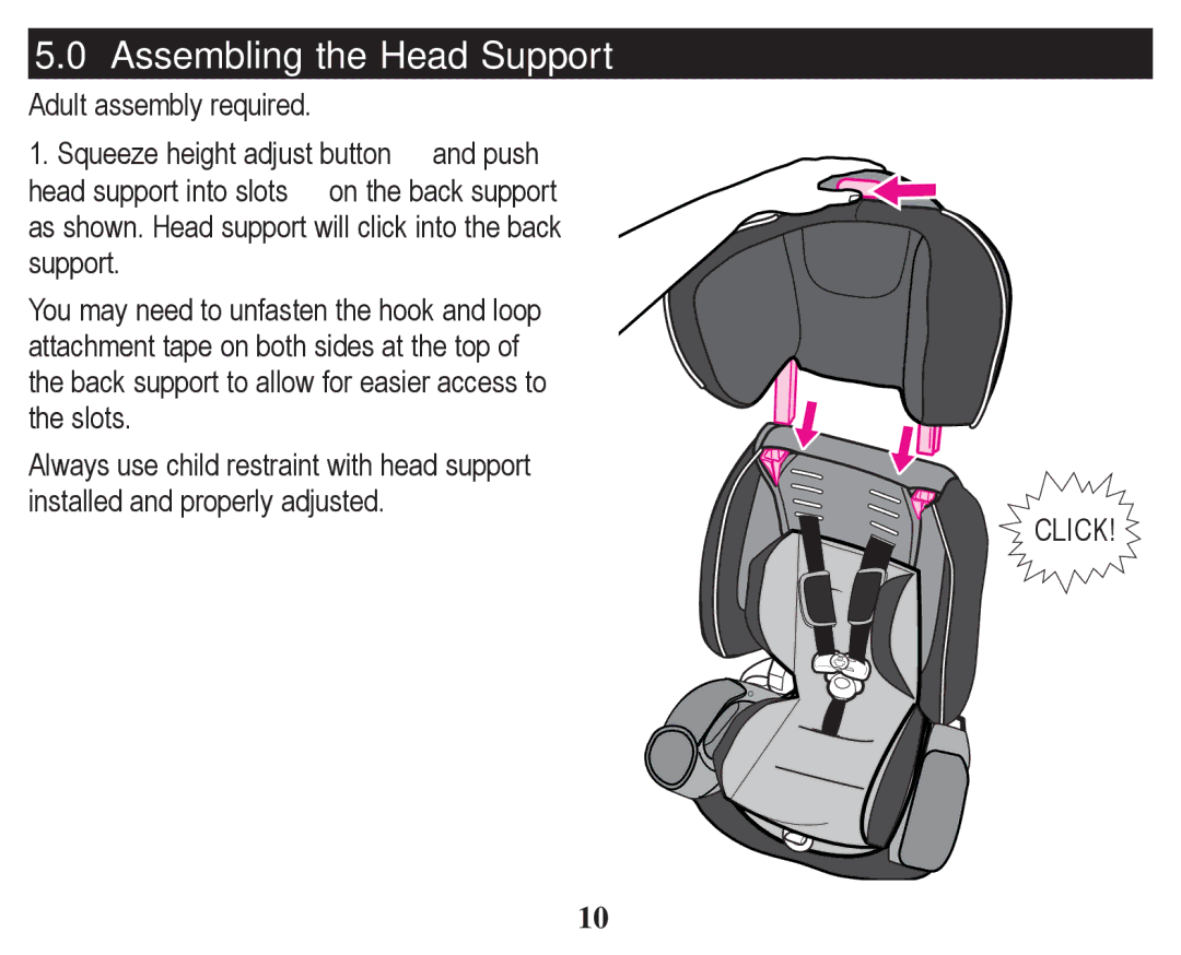 Graco PD246612A owner manual Assembling the Head Support 