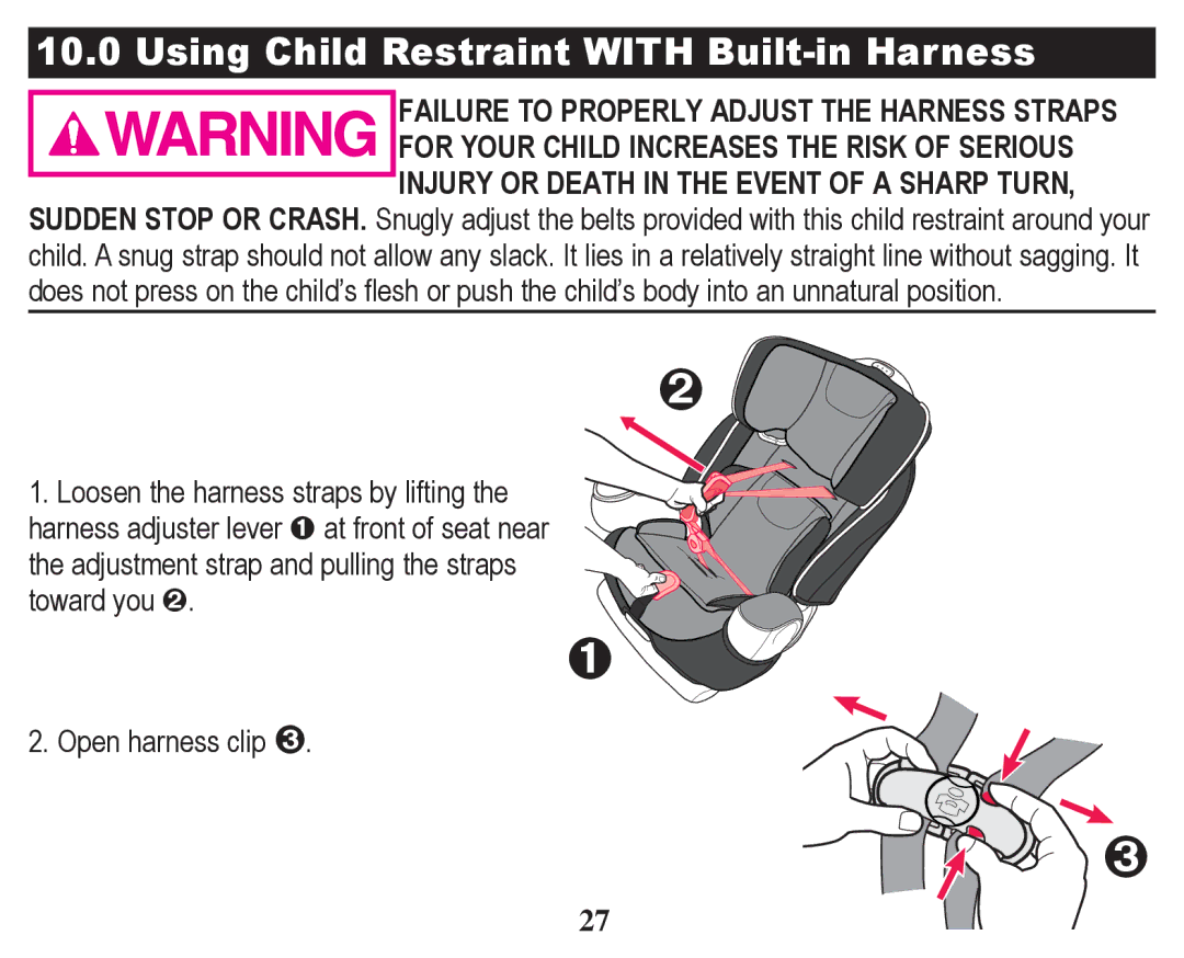 Graco PD246612A owner manual Using Child Restraint with Built-in Harness 