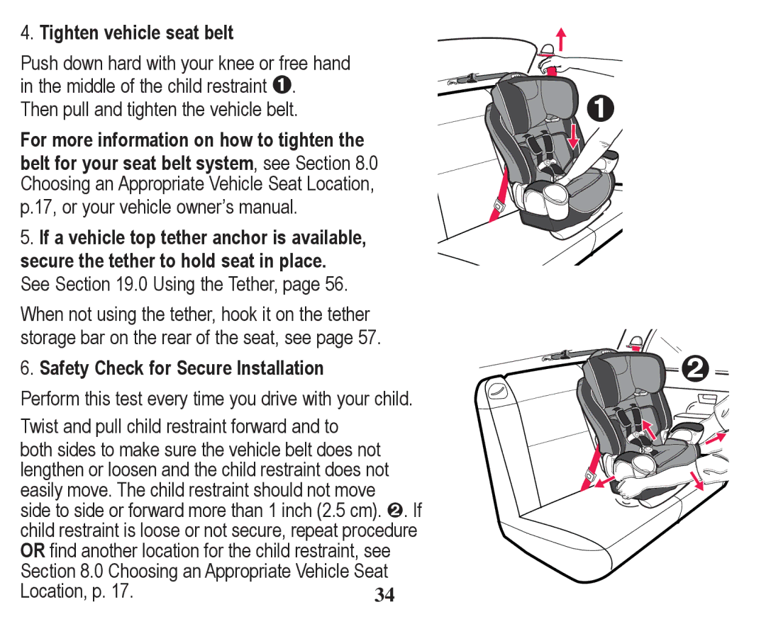 Graco PD246612A owner manual Tighten vehicle seat belt, Safety Check for Secure Installation, Location p 