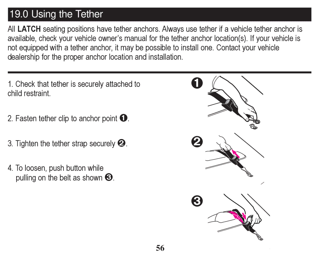 Graco PD246612A owner manual Using the Tether 