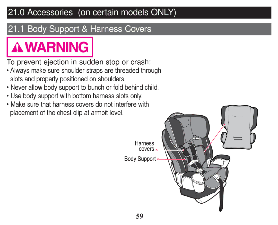 Graco PD246612A owner manual To prevent ejection in sudden stop or crash 