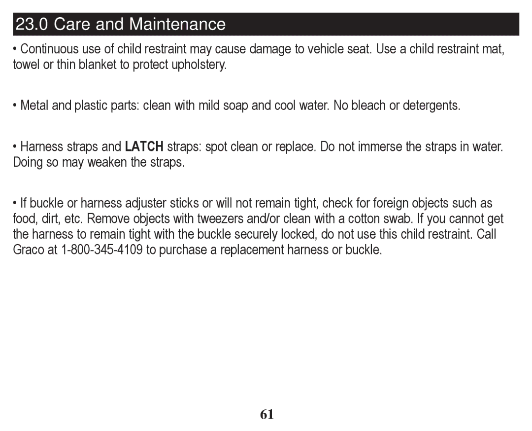 Graco PD246612A owner manual Care and Maintenance 