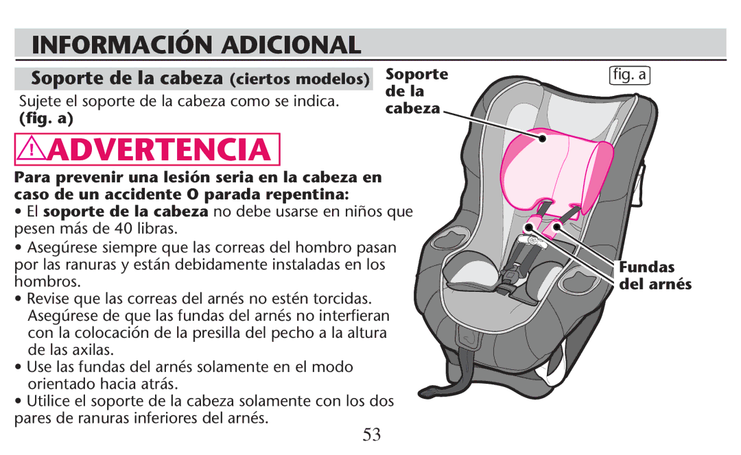 Graco PD247308A owner manual ﬁg. a, Fundas del arnés 