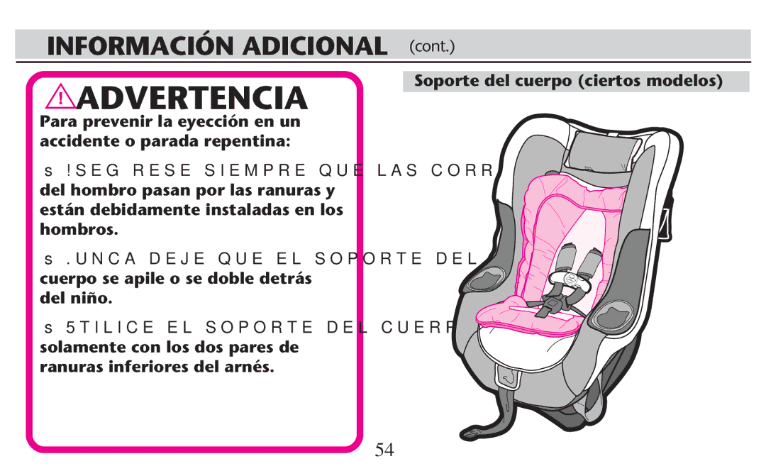 Graco PD247308A owner manual Advertencia 