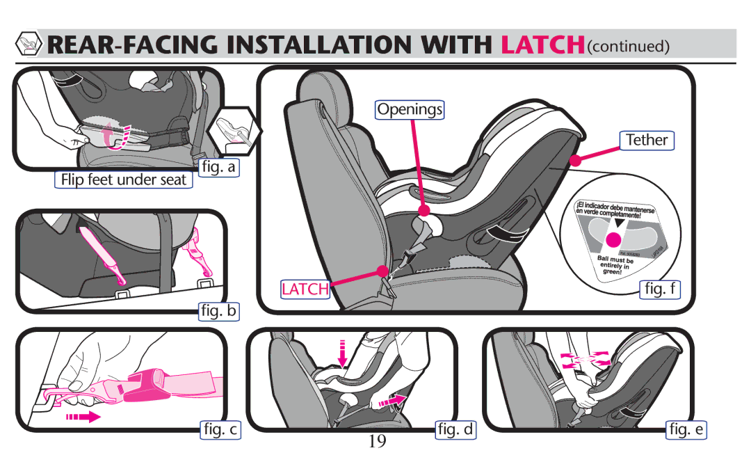 Graco PD247308A owner manual REAR-FACING Installation with LATCH, 4ETHER 