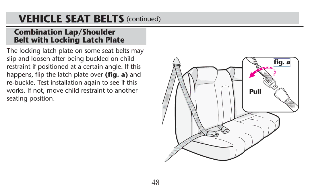 Graco PD247308A owner manual Vehicle Seat Belts  