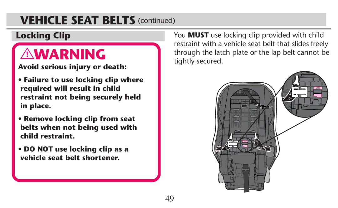 Graco PD247308A owner manual Locking Clip 