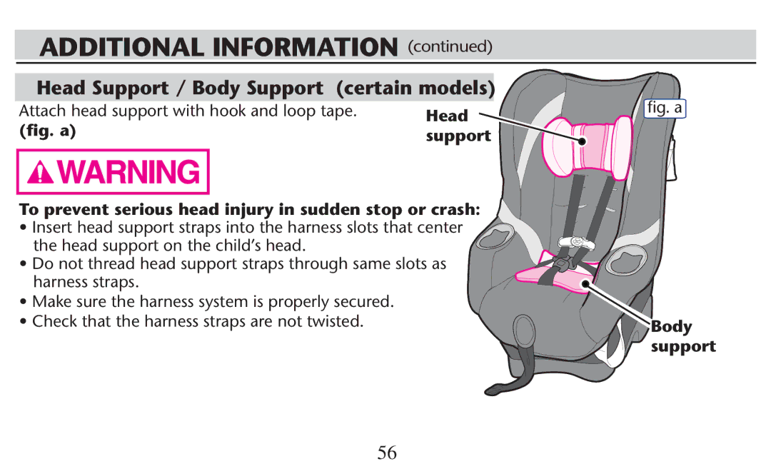 Graco PD247308A owner manual Head Support / Body Support certain models, Headesupportaon the CHILDSSHEAD, Body support 