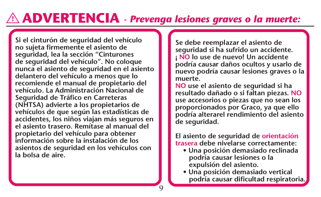 Graco PD247308A owner manual Advertencia Prevenga lesiones graves o la muerte 