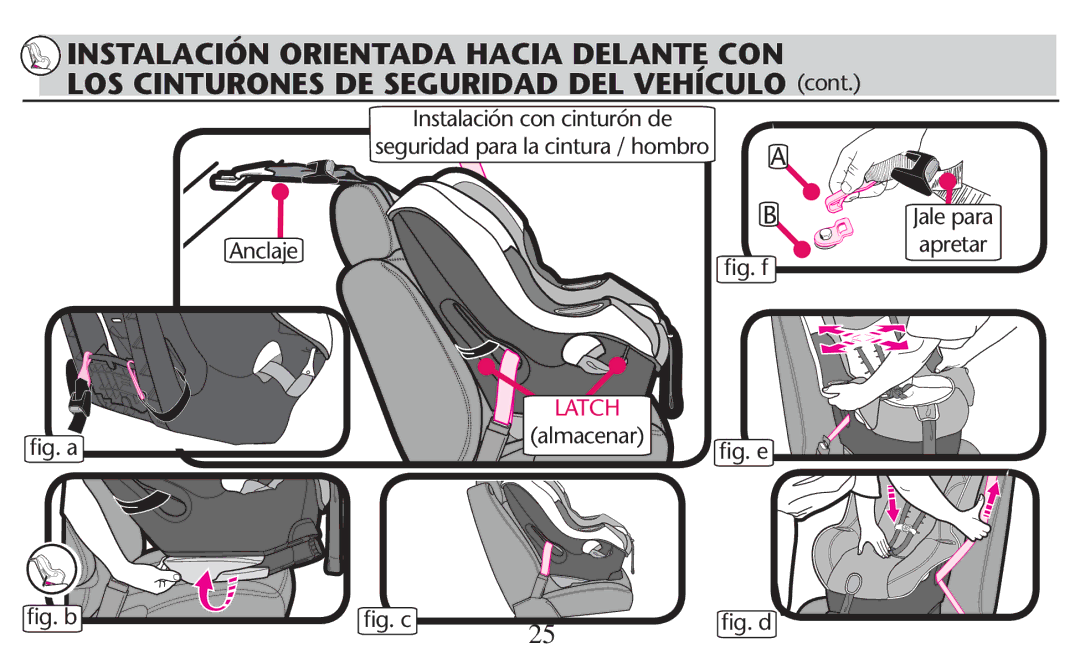 Graco PD247308A owner manual Anclaje ﬁg. f, Almacenar, ﬁg. b ﬁg. c ﬁg. d 