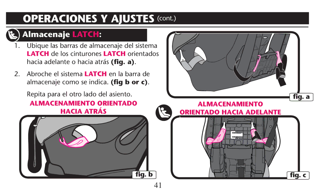 Graco PD247310A owner manual Almacenaje Latch 