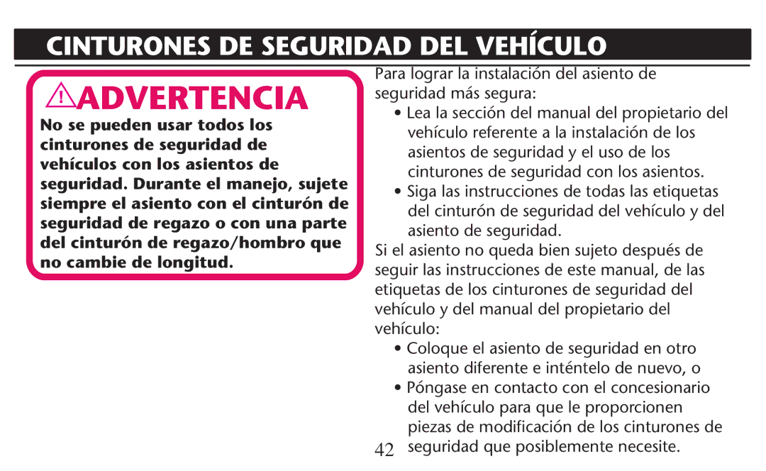 Graco PD247310A owner manual Cinturones DE Seguridad DEL Vehículo, Seguridad que posiblemente necesite 