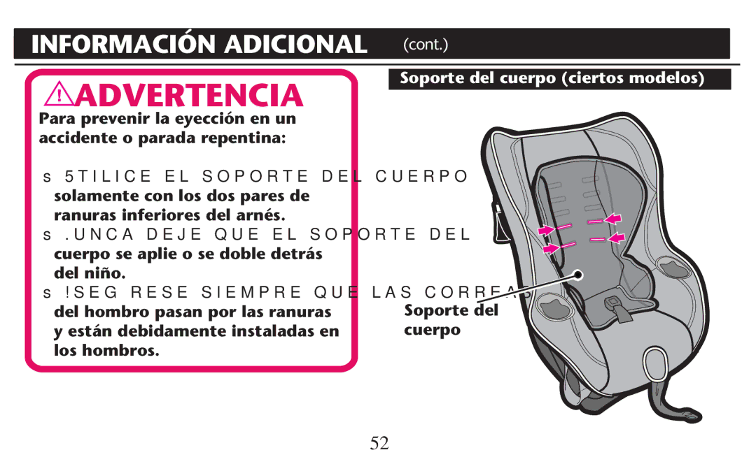 Graco PD247310A owner manual Información Adicional CONT 