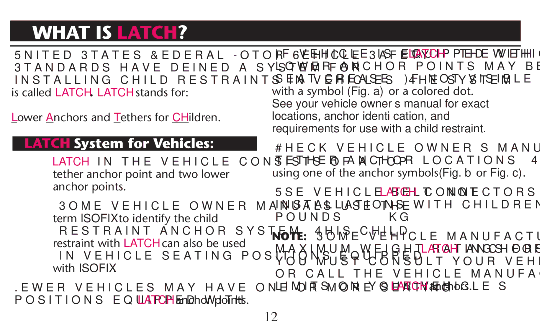 Graco PD247310A owner manual What is LATCH?, Vehicle Seating Positions Equipped with Isofix 