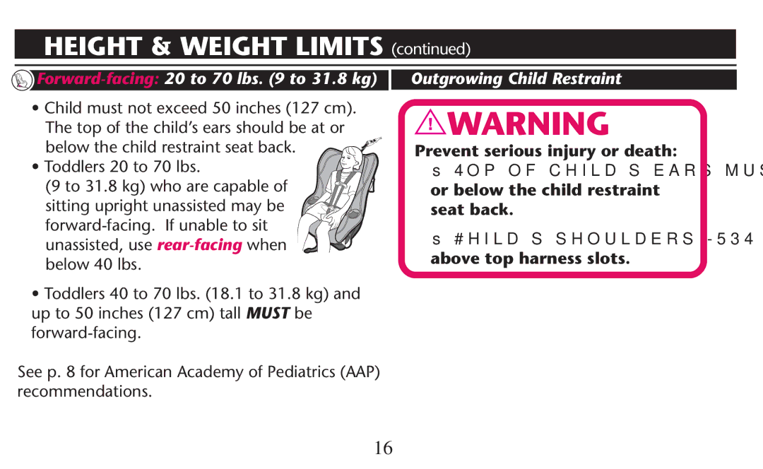 Graco PD247310A owner manual Height & Weight Limits , 4ODDLERSL TOS LBS 