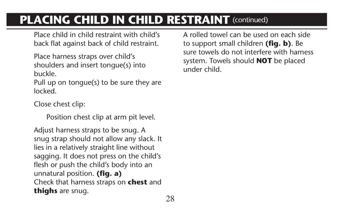 Graco PD247310A owner manual  a rolled towel can be used on each side, To support small children ﬁg. b. Be, Under child 